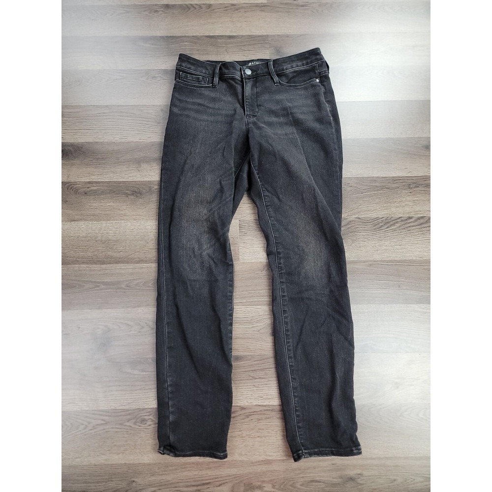 Athleta Sculptek Skinny Jeans Size 4 Stretch Mid-Rise Black Faded Womens Flex